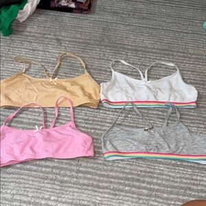 Set of Four Colorful Bralettes, Girls size 7-8